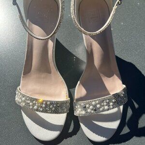 DB Studio Crystal and Jewel Embellished Wedge Wedding Shoes